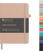 &And Per Se Lined Journal Notebook, 160 Pages, A5 5.7 x 8 inches College Ruled Thick Paper Notebook Journals for Writing, Hardcover Notebooks for Women Men Office School (1 Pack, Apricot)