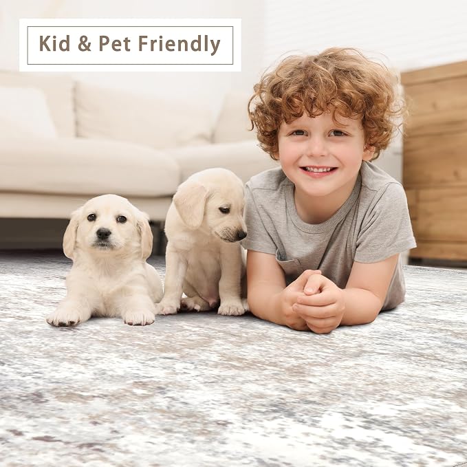 Beige Grey Washable Rugs 3x5 Area Rugs - Image 6
