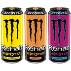 Monster Energy Rehab Tea + Lemonade, Peach, Wild Berry, Variety Pack, Energy Iced Tea,15.5 Ounce (Pack of 15)