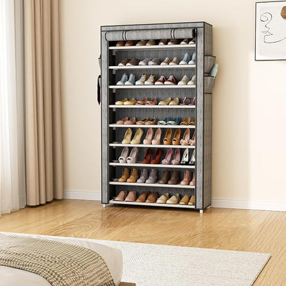 LANTEFUL Shoe Rack with Covers 10 Tier Tall Shoe Rack Organizer Large Capacity - Image 8