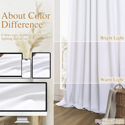White 100% Blackout Linen Curtains 52 Inch Wide by 124 Inch - Image 7
