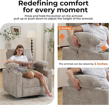 Rocking Chair Nursery with Adjustable Armrests, Electric Glider Recliner - Image 7