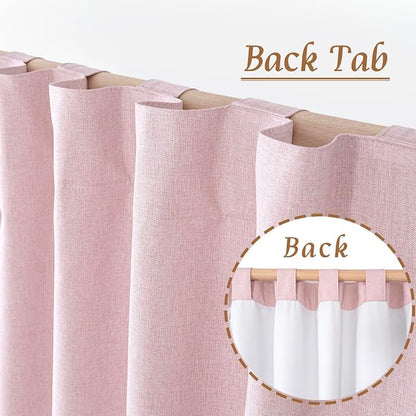 Pink 100% Blackout Linen Curtains 84 Inch - Image 6