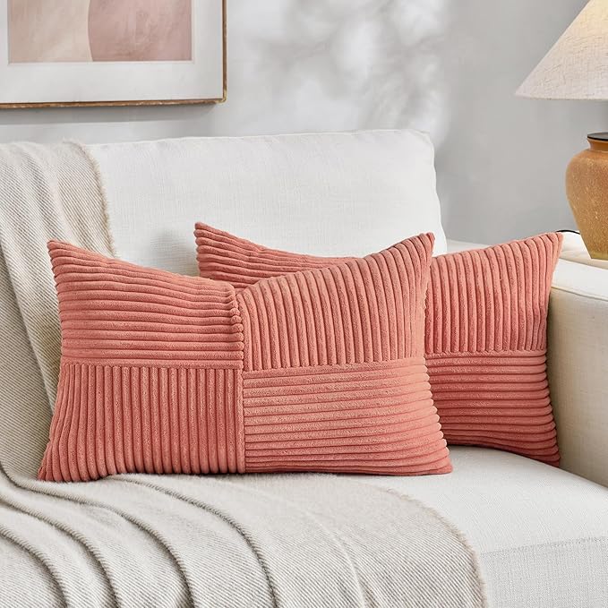 Fancy Homi 2 Packs Coral Lumbar Decorative Throw Pillow Covers 14x24 Inch by Fancy+Homi