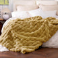 Ultra Soft Cozy Faux Fur Throw Blanket, Fuzzy Plush Thick Bubble Blanket by blunique