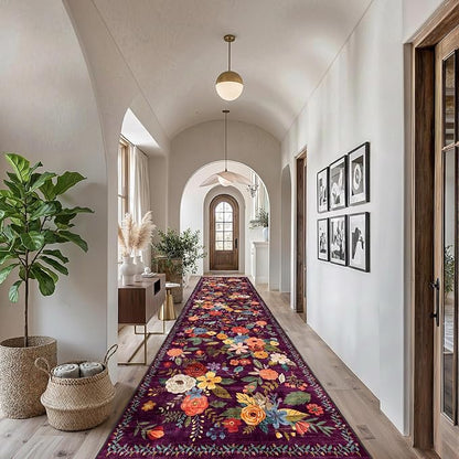 Purple Floral Hallway Runner Rug 2'6"x14' - Image 2