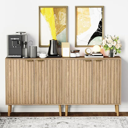 Vrullu Fluted Storage Cabinet, Free Standing Buffet, Wood Sideboard, Dining Room - Image 6