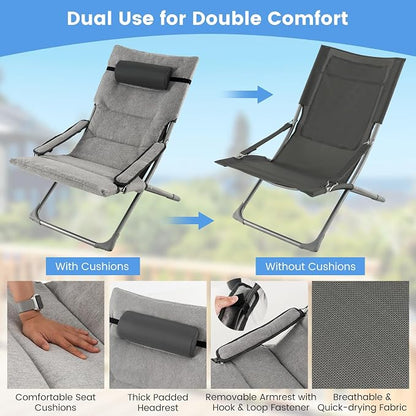 Giantex 5-Piece Patio Bistro Set, Folding Lounge Chairs - Image 6