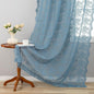 YJ YANJUN Vintage Lace Curtains 84 Inch Length-Dusty Blue Floral Sheer Curtains by YJYANJUN