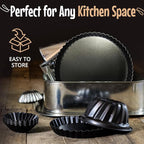 9 Inch Tart Pan with Removable Bottom – Non-Stick Deep Fluted Quiche and Pie Pan, Carbon Steel Loose Bottom Tart Pan, 9.5 Inch Top / 9 Inch Base, 1.1 Inch Deep Baking Pan
