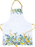 AMOUR INFINI Aprons for Women Adjustable Strap with Waist Ties Apron for Baking, Cooking, Gardening Aprons with Pocket Spring Apron (Wild Meadows- 27.5 x 33 Inches)