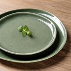 AmorArc Ceramic Dinner Plates Set of 6, 10.5 Inch Handmade Reactive Glaze Stoneware Plates, Rustic Shape Dinnerware Dish Set for Kitchen, Microwave & Dishwasher Safe, Scratch Resistant