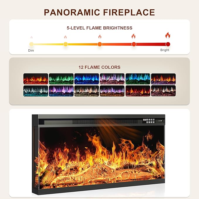 MXV 80" Fireplace TV Stand, 3-Sided Glass Fireplace and Modern Entertainment - Image 5