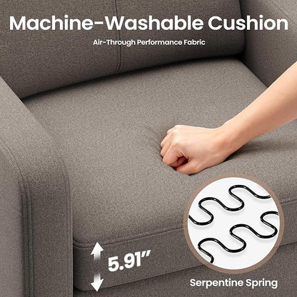 Accent Chair for Living Room Modern Linen Upholstered Armchair Side Wooden - Image 7