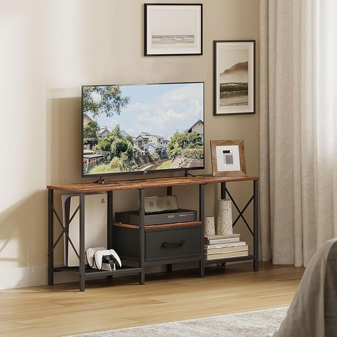 JARHETUN TV Stand with Fabric Drawer, Entertainment Center - Image 2
