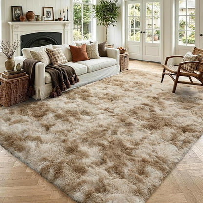 4x6 Tie-Dyed Beige Fluffy Soft Area Rug Non-Slip by ModernHomeDecor