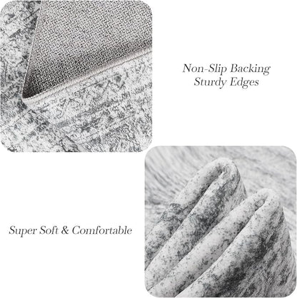 Soalmost 6x6 Grey Round Rug 6ft Circle Living Room Area Rugs Non-Slip | - Image 6