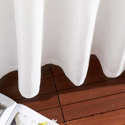 NICETOWN Linen Curtains Off White Sheer Flax Textured, Grommet Semi Linen Sheer - Image 6