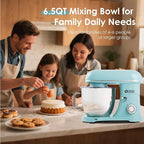Kitchen in the box Stand Mixer - 900W Kitchen Mixer with Bowl 6.5 QT,Bread Dough Standing Mixers Tilt-head with Dough Hook, Whisk, Flat Beater and Splash Guard (Blue)