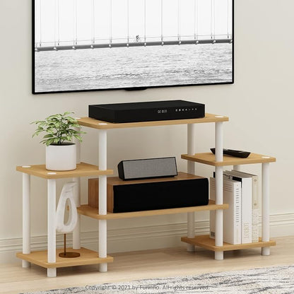 Furinno Turn-N-Tube No Tools Entertainment TV Stands, Beech/White, Square Corner - Image 2