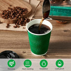 100 Count 12 OZ Coffee Cups with Lids, Insulated Ripple Wall Paper Hot Coffee Paper Cups for Hot Drinks
