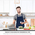 GREEN LIFESTYLE 120 Pack Professional Chef Apron– Grilling Aprons for Men, Waterproof Cooking Apron for BBQ, Work or Restaurant Use, Kitchen Aprons for Women – Navy Blue, No Pockets