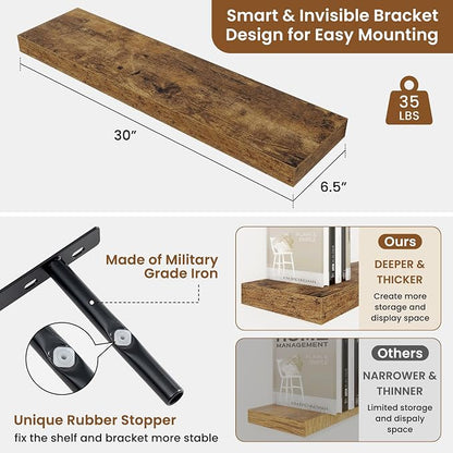 fuqing Floating Shelves for Wall, Wall Mounted Wood Floating Shelf - Image 3