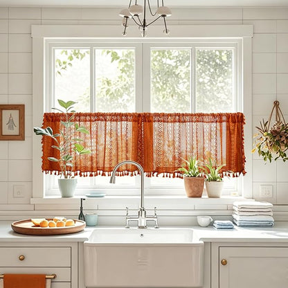 Sutuo Home Terracotta Boho Short Curtains by SutuoHome