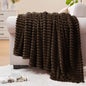 BEDELITE Ribbed Jacquard Dark Brown Fleece Twin Blanket by BEDELITE