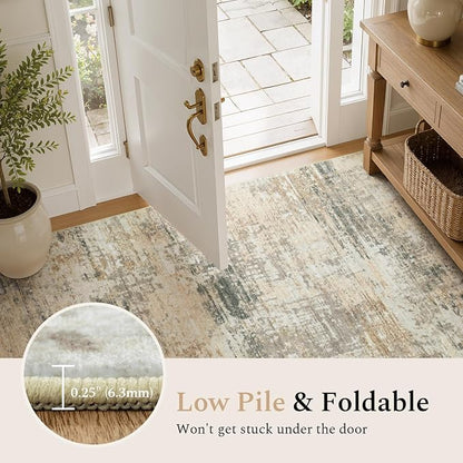 Rugflix 8x10 Area Rugs for Living Room, Washable Gold Beige Grey Large Rug | - Image 6