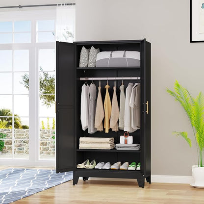erosoei 71 "Metal Armoire Wardrobe Closet, Steel Clothing Storage Cabinet - Image 6
