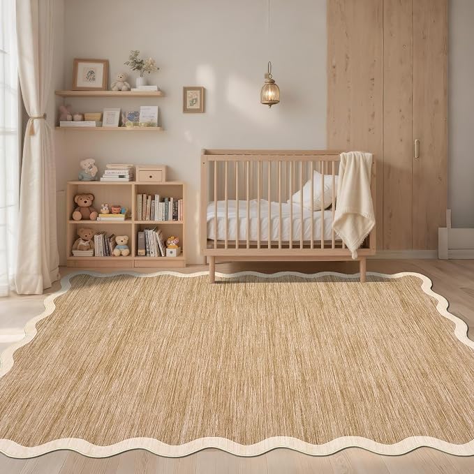 GarveeHome Scalloped Washable Area Rug 4x6 Small Entryway Rug Non Slip | Modern - Image 2