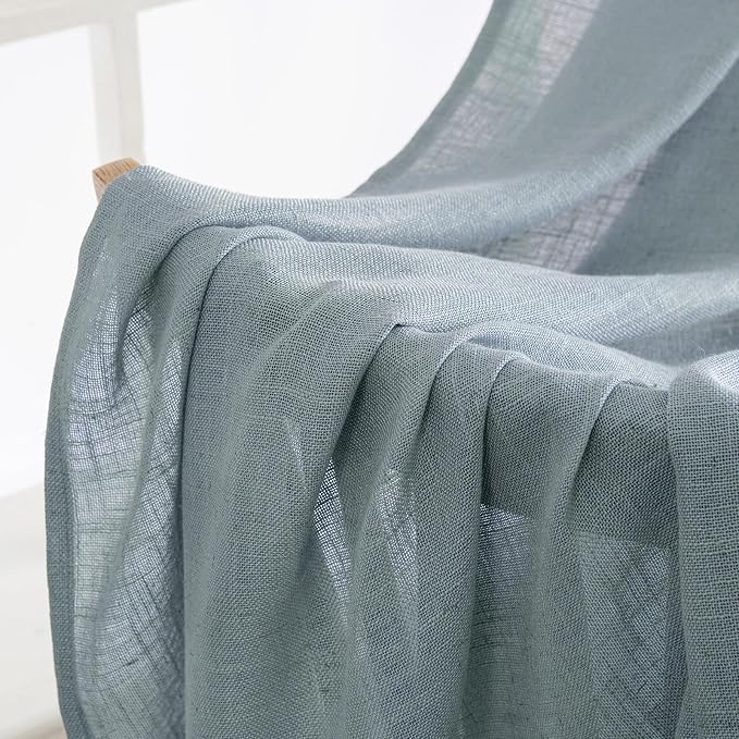 MIULEE Dusty Blue Linen Curtains 37x84 Inch Length Soft Thick - Image 5