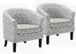 BELLEZE Accent Barrel Chair Set of 2, Linen Round Chair Club Tub Sofa Corner by BELLEZE