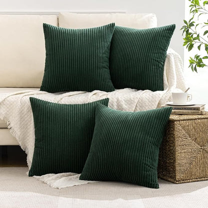 MIULEE Soft Corduroy Decorative Throw Pillow Covers Army Green 18x18 | Set of 4 - Image 5
