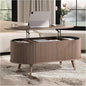 SULIVES Oval Coffee Table with Storage, Small Fluted Center Table by SULIVES