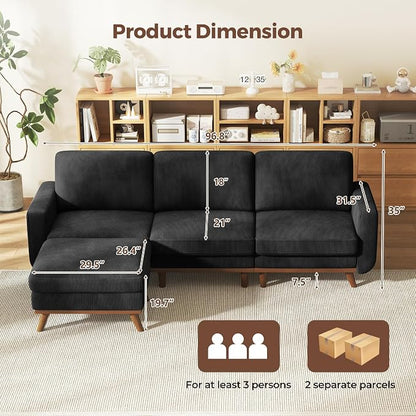 Vesgantti 97" Modular Sectional Sofa Black, L-Shaped Couch - Image 2