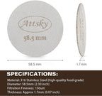 58.5mm Espresso Puck Screen, Espresso Filter for 58mm Portafilter Filter Basket, Reusable Espresso Screen with 1.7mm Thickness 150μm 316 Stainless Steel