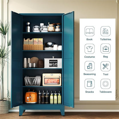 YAUWOH 71''Metal Cabinet with 4 Adjustable Shelves, 5-Tier Pantry Storage - Image 6