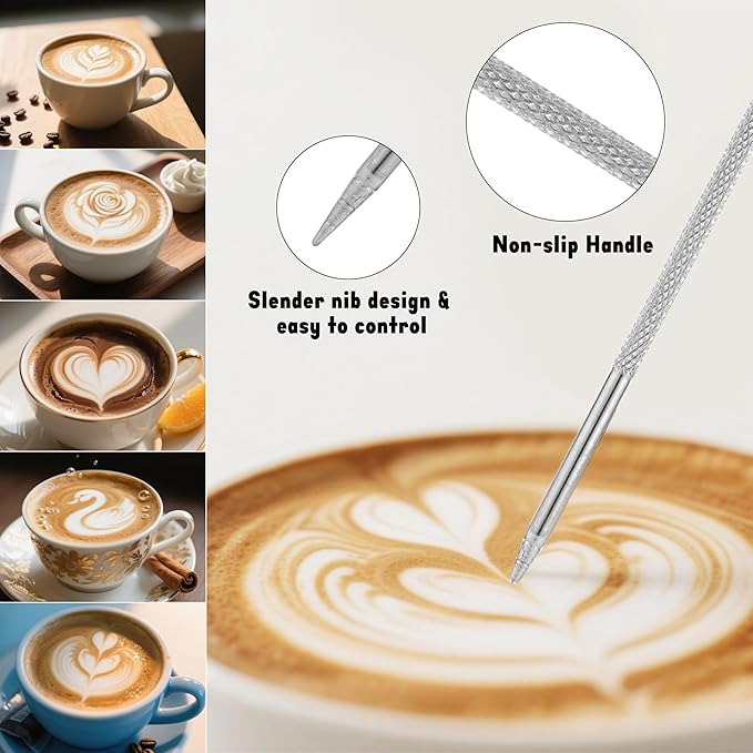 MiShoo® Milk Frothing Pitcher, 12oz Steaming Pitcher 304 Stainless Steel Espresso Machine Accessories for Coffee Bar, Cappuccino Barista Tools Milk Jug Steamer Frother Cup with Latte Art Pen