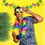 BRAVESHINE Foil Fringe Curtain Backdrop - 2 Pack Yellow Tinsel Photo Booth Backdrop Party Streamers for Easter, Birthdays, Christmas, Lemon, Pineapples, Kids' Party Decorations