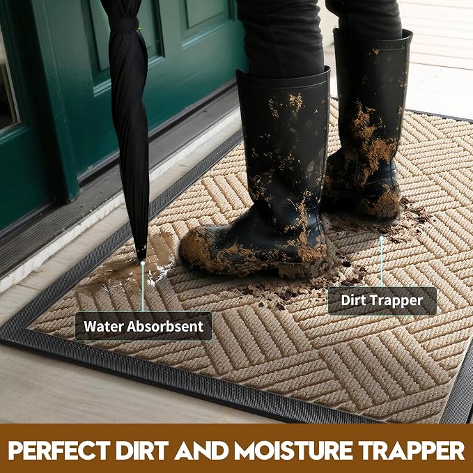 Front Door Mat, Heavy Duty Waterproof Doormat 73"x46", Stain Fade Resistant - Image 3