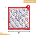 Maison d' Hermine Pot Holders Set 100% Cotton Heat Resistant Potholders 8" x 8" Hot Pads with Loop BBQ, Cooking, Baking, Grilling, Kitchen, Handling Hot Pans (Pack of 2, Fairy Christmas)