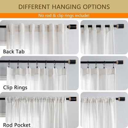 MYSKY HOME 90 Inch Natural Curtains - Image 2
