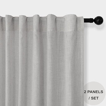 Grey Linen Curtains 63 Inch Length - Image 2