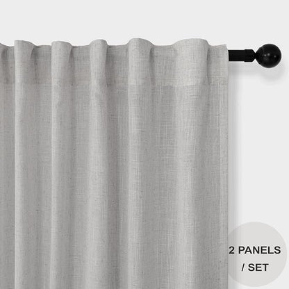 Gray Curtains 38 Inch Wide for Bedroom 2 Panel Set Back Tab Rod Pocket Semi - Image 2