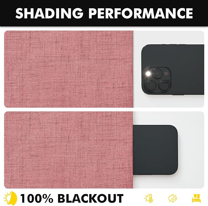 MIULEE 100% Blackout Linen Curtains 42 x 90 Inch Dusty Rose Pink 2 Panels | - Image 7