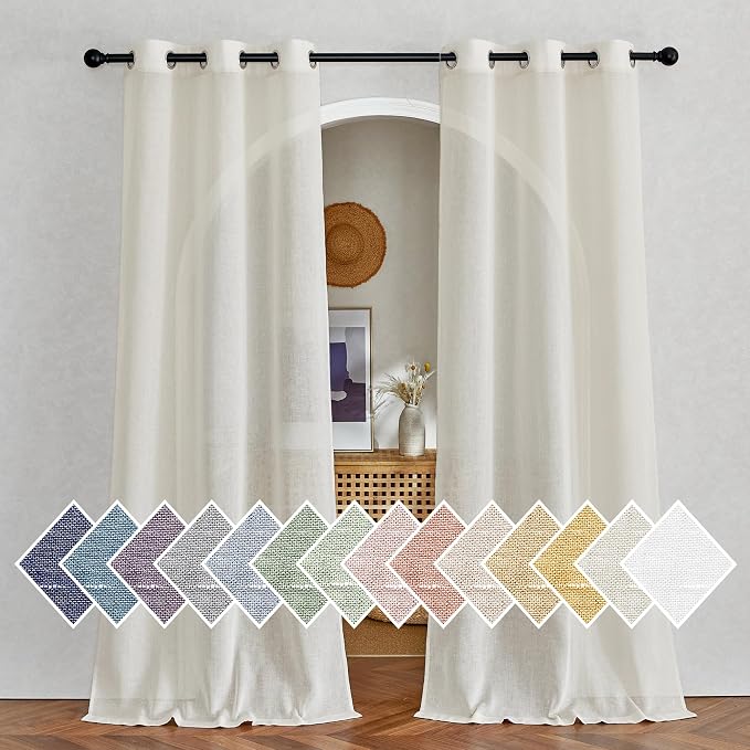 NICETOWN Bedroom Curtains Linen Blend 90 inches Long, Grommet Privacy Semi by NICETOWN