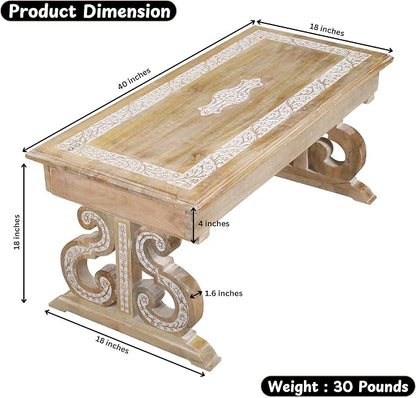 Lightnpro Mango Wood Rectangular Coffee Table - Image 2