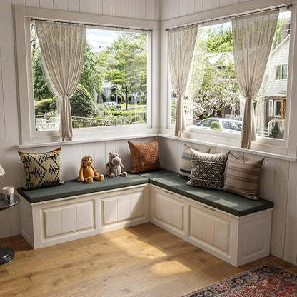 L Shape Storage Bench, Kitchen Breakfast Nook Bench, Backless Corner Bench Nook by TAMUNE